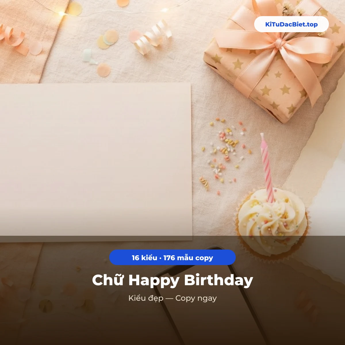 Chữ Happy Birthday kiểu đẹp mẫu đã đổi sẵn
