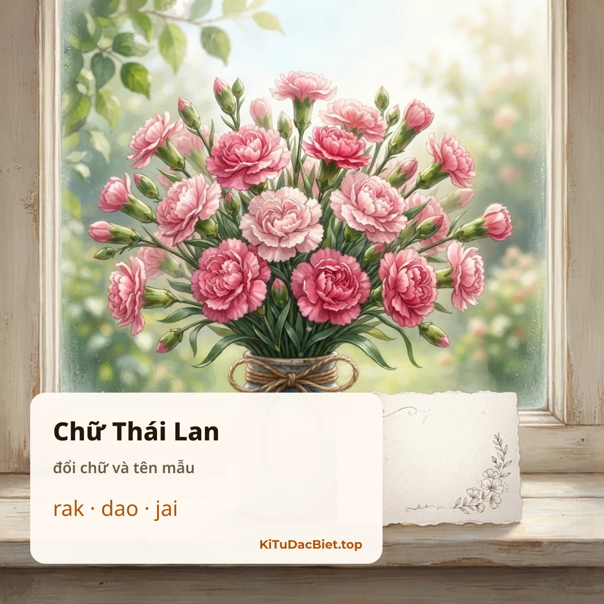 Kí tự chữ Thái Lan: đổi chữ và tên mẫu