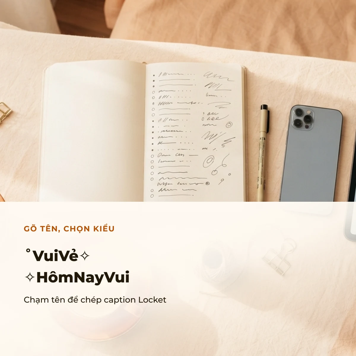 Gõ tên chọn kiểu trang trí caption Locket