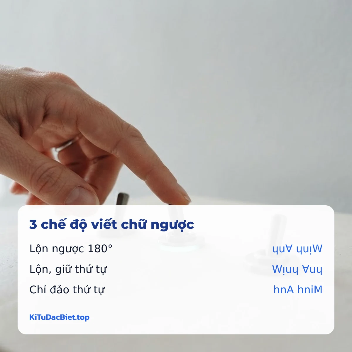 Viết chữ ngược 180 độ cho tên và câu tiếng Anh